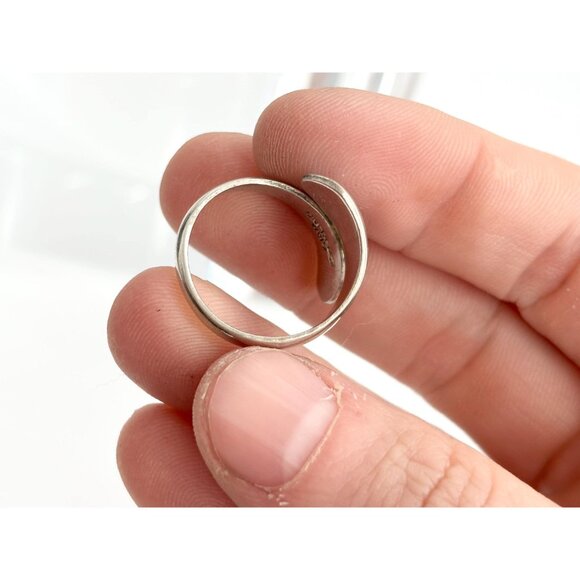 Teal Guilloche Wrap Siam Thai Nielloware 925 Sterling Silver Vintage Ring - sz 7 - Picture 7 of 15